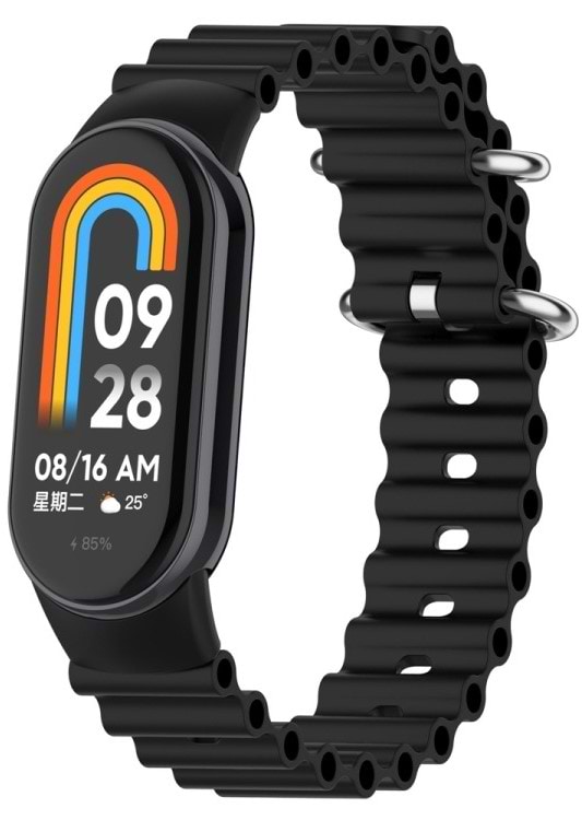 Ремешок для фитнес-браслета BeCover Wave Style for Xiaomi Mi Smart Band 8 / 9 / 10 Black (714348) - Фото 1