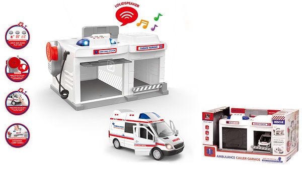 Фото - Ігровий набір CHENGMEI TOYS гараж з металевою машинкою швидка допомога (світло, звук) (CLM-557)