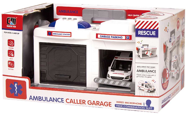 Фото - Ігровий набір CHENGMEI TOYS гараж з металевою машинкою швидка допомога (світло, звук) (CLM-557)