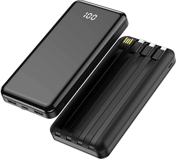 Фото - Батарея мобільна Forever TB-411 ALLin1 10000 mAh with cables USB-C + Lightning + microUSB Black (GSM103789)