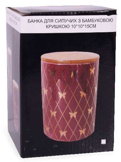 Фото - Емкость для сыпучих Lefard с бамбуковой крышкой 10х10х15 см (940-226)