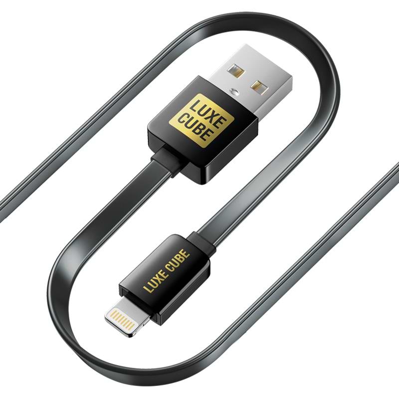 Кабель синхронізації даних Luxe Cube Flat USB-Lightning, 1м, черный (2231252964019)