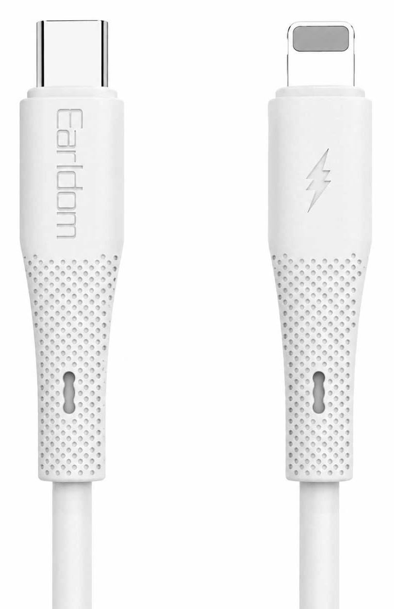 Кабель Earldom EC-185 (C-L) 30W Silicone Type-C to Lightning White (USB-000687)