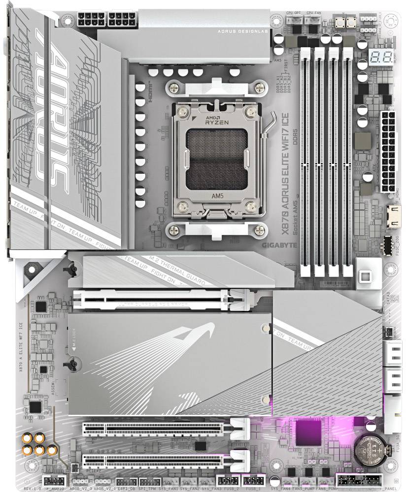 Фото - Материнська плата Gigabyte X870 AORUS ELITE WIFI7 ICE DDR5 Фото - Материнська плата Gigabyte X870 AORUS ELITE WIFI7 ICE DDR5