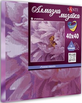 Фото - Алмазний живопис Santi Рожева півонія 40х40 см (954704)