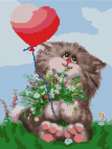 Фото - Алмазний живопис Santi Котик з кулькою 30х40 см (954714)