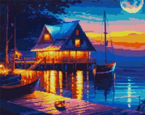 Алмазний живопис Santi Річковий захід сонця 40х50 см (954717) - Фото 1