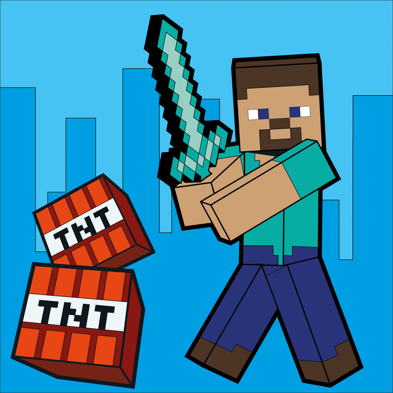 Картина по номерам Santi Майнкрафт. Стив и алмазный меч 25х25 см (954927)