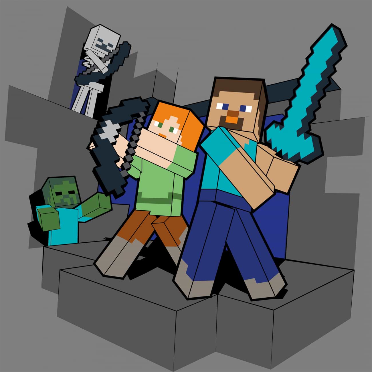 Картина за номерами Santi Майнкрафт. Стів та Алекс проти монстрів 25х25 см (955472) - Фото 1