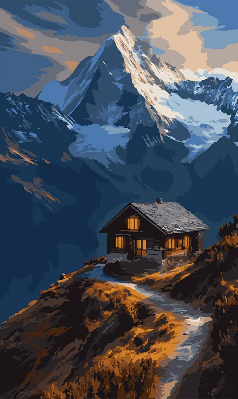 Картина по номерам Santi Домик в горах 30х50 см (955544)