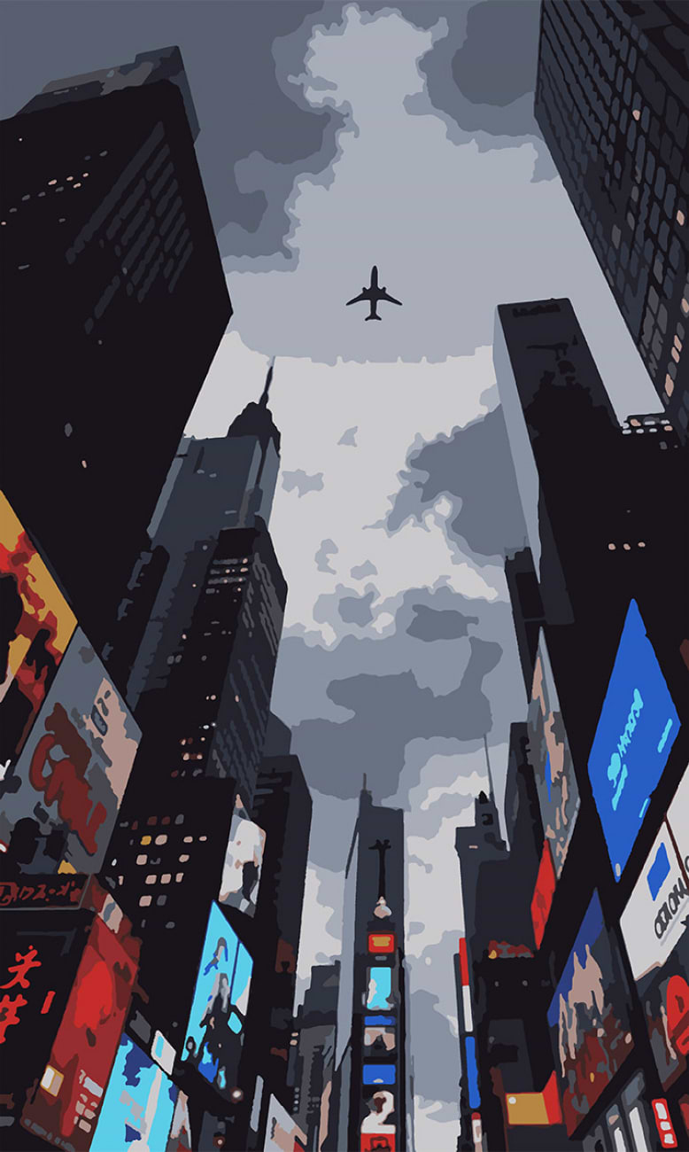 Картина по номерам Santi Самолет над городом 30х50 см (955545)