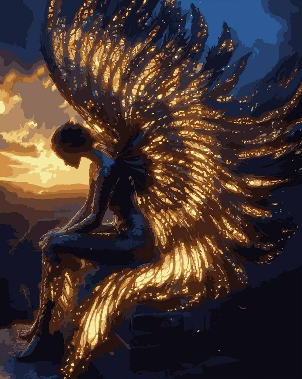 Картина по номерам Santi Ангел на рассвете 40х50 см LED подсветка (956654)