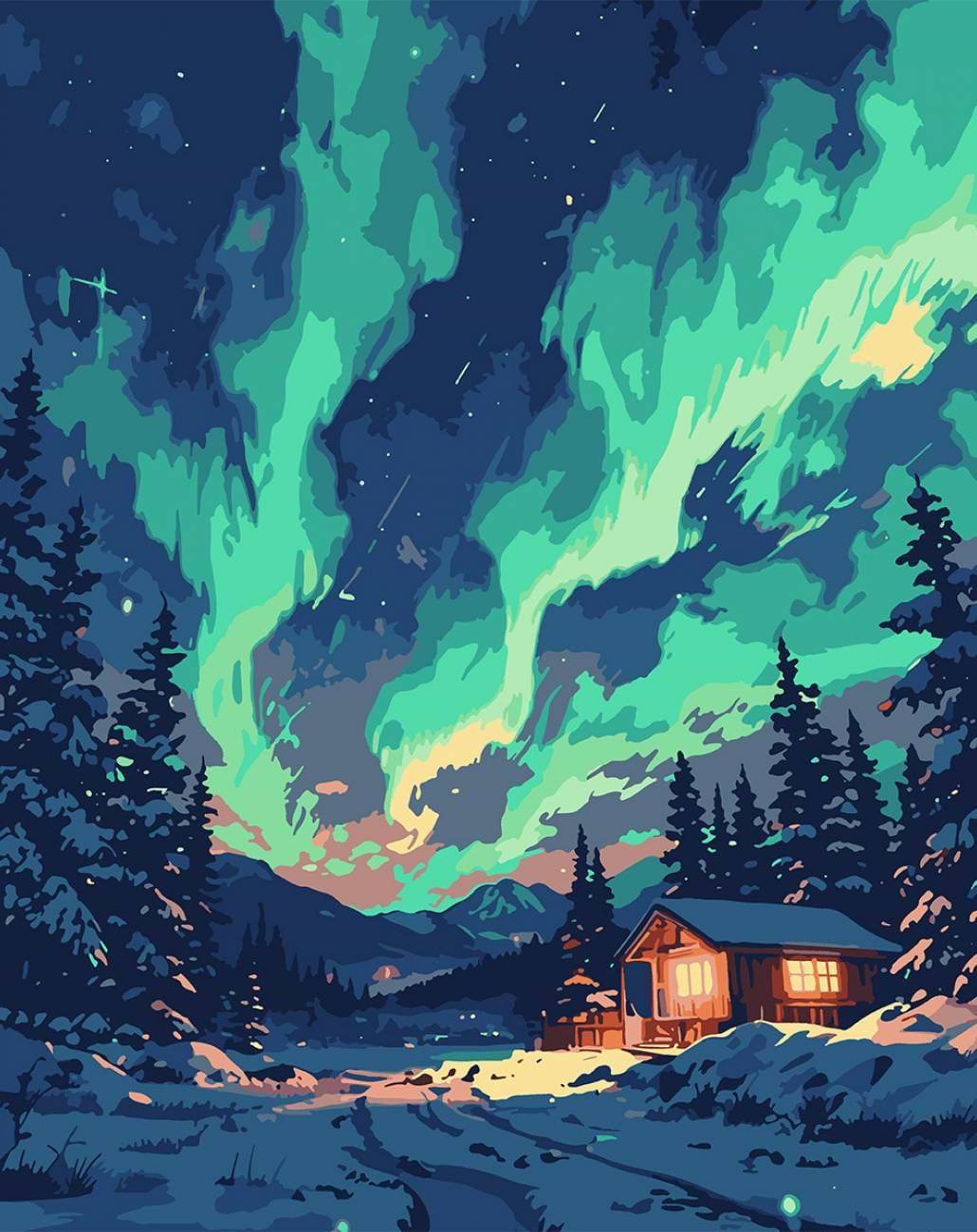 Картина по номерам Santi Северное сияние 40х50 см. LED подсветка (956655)