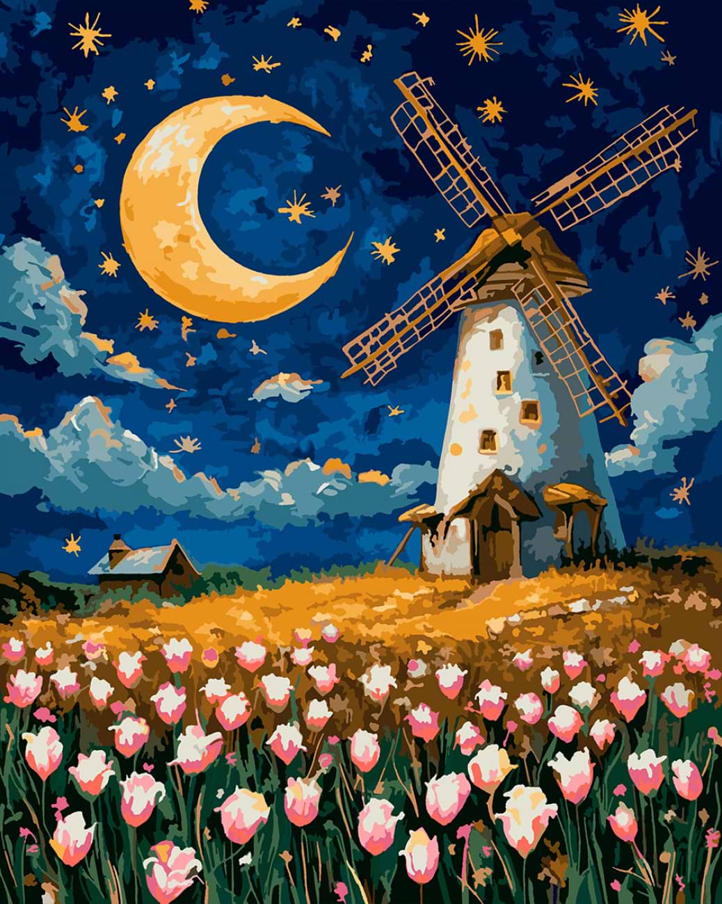 Картина за номерами Santi Чарівний млин 40х50 см LED підсвітка (956664)