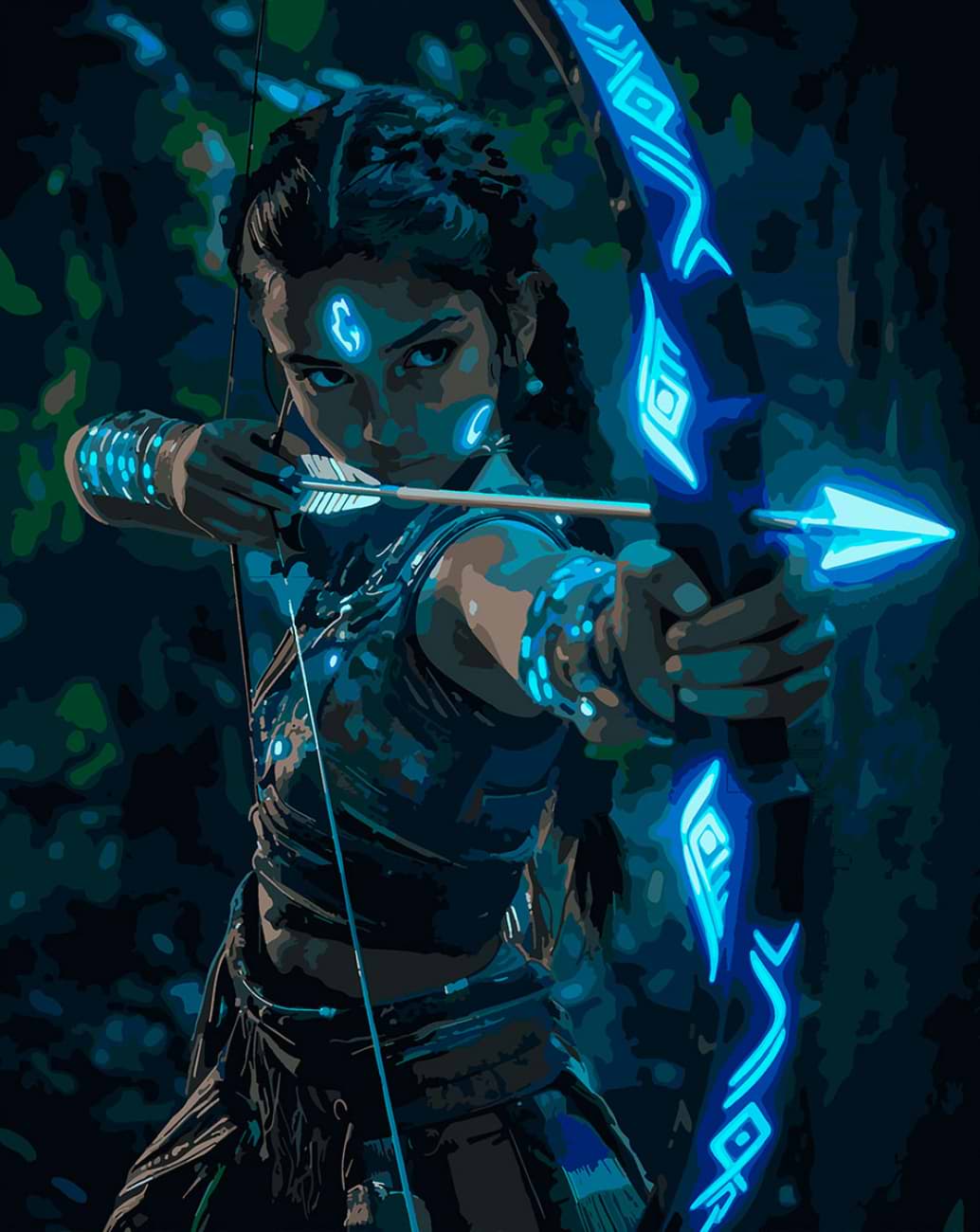 Картина за номерами Santi Шипи та троянди. Містична лучниця 40х50 см LED підсвітка (956665)