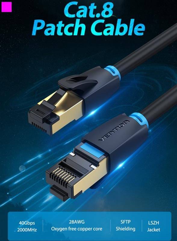 Фото - Кабель патч-корд Vention CAT 8 SFTP Ethernet, 2 m Black (IKABH)