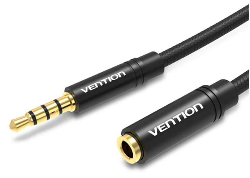 Кабель 3.5 мм -3.5 мм Vention Audio 3.5 mm M - 3.5 mm F 3 m Black (BHBBI)