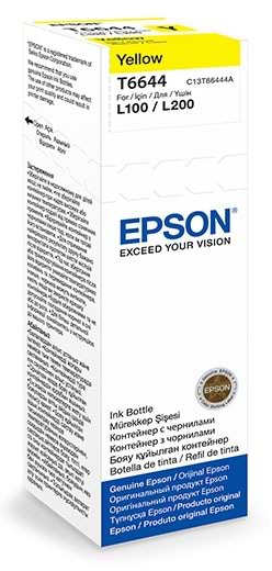 Чернила для заправки картриджа Epson L100 Yellow 70 мл C13T66444A - Фото 1