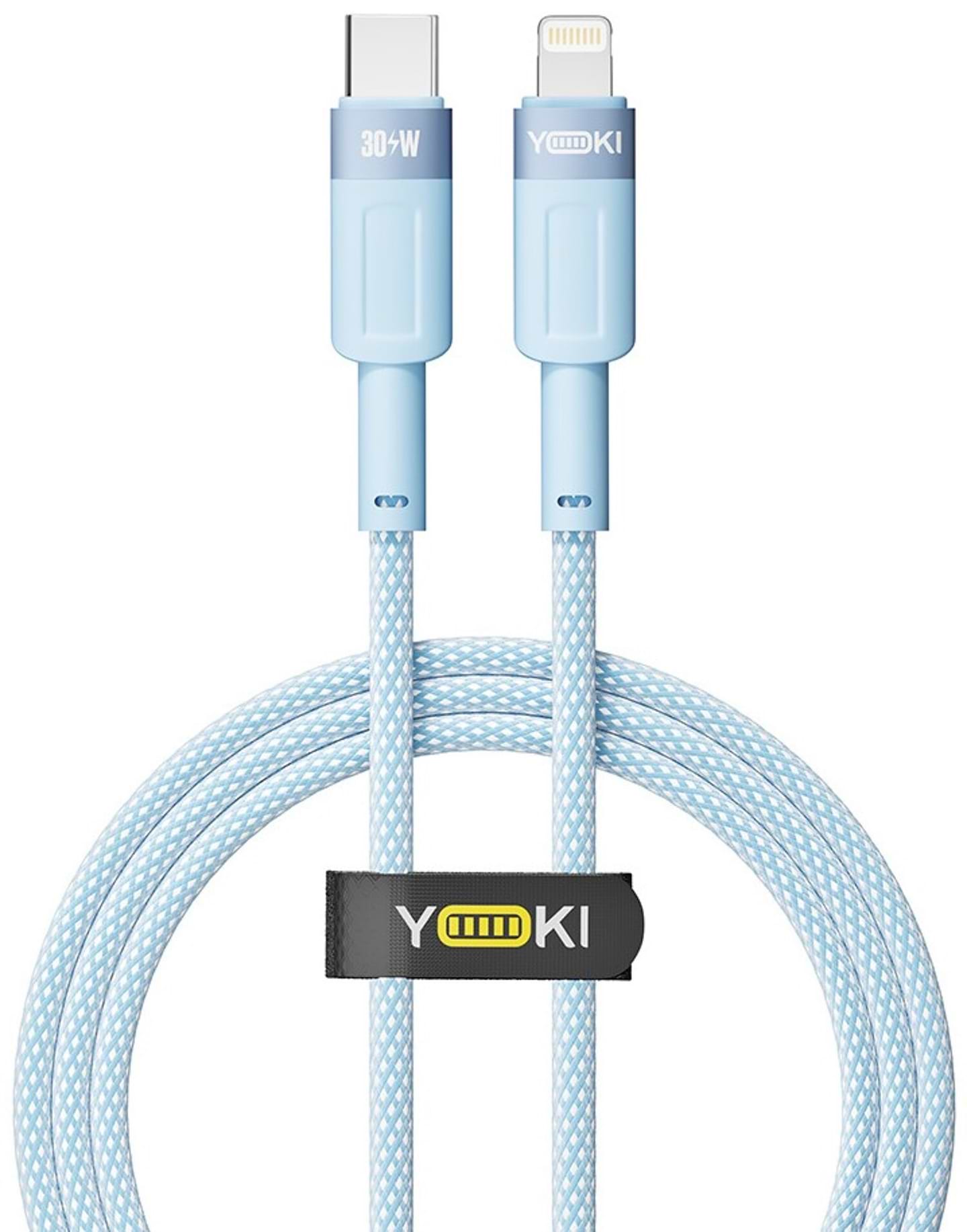 Кабель синхронізації даних YOKI STYLE Type-C to Lightning 30W 1.2m Blue (YK-ST41)