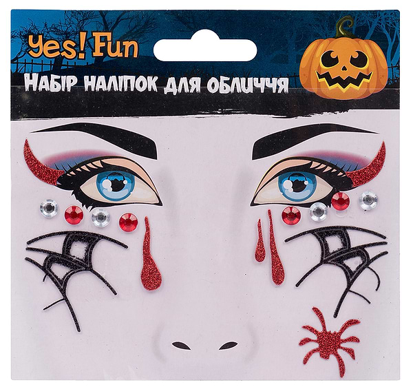 Фото - Стикеры для лица Halloween YES! Fun Набор "Ужасный Хэллоуин", глиттер (973667) 