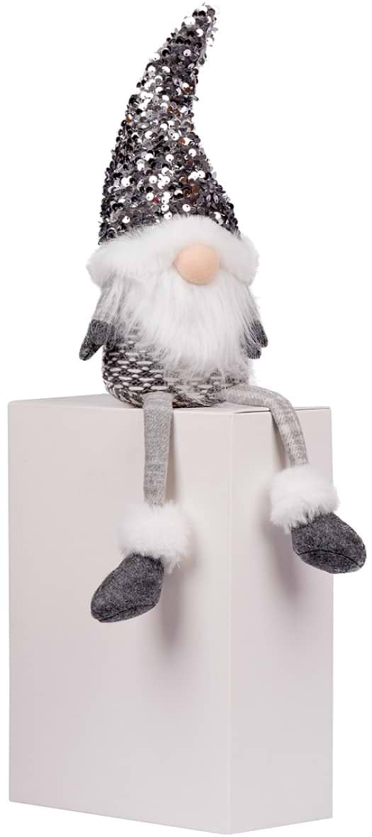 Декор New Year Гном Novogod'ko «Гном», срібна паєтка, 45 см (973732) - Фото 1
