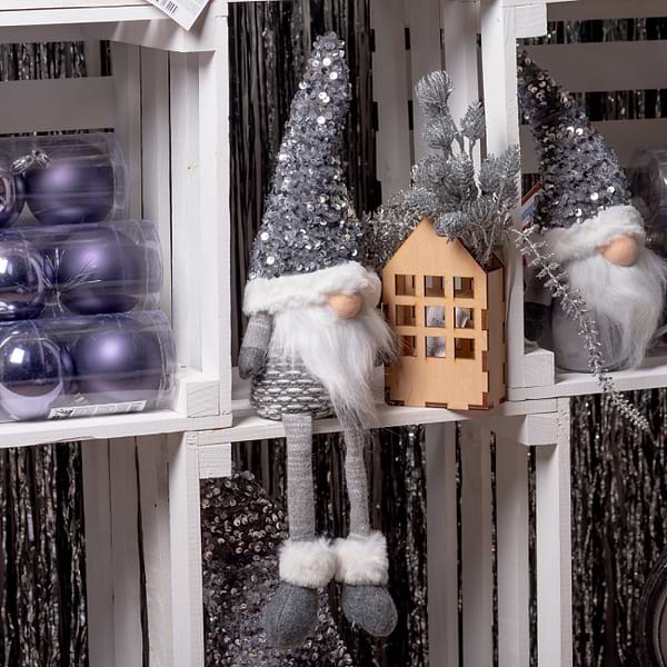 Фото - Декор New Year Гном Novogod'ko «Гном», срібна паєтка, 45 см (973732)