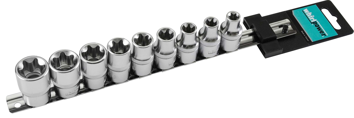 Набор торцевых головок Whirlpower 1/2" 9 шт. Е10-Е24 (1614-6509)