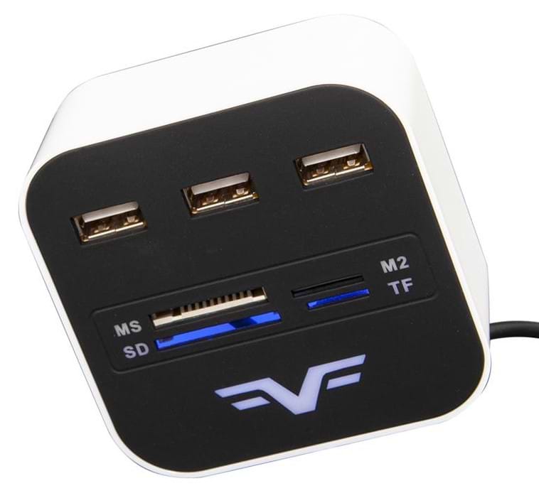 Хаб USB Frime 3хUSB 2.0 SD MS TF Black/White (FHC-AllinOne3p2W) - Фото 1