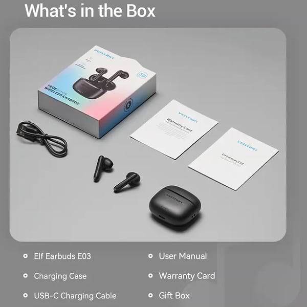 Фото - Навушники вкладиші бездротові TWS Vention Elf Earbuds E03 Black (NBHB0)