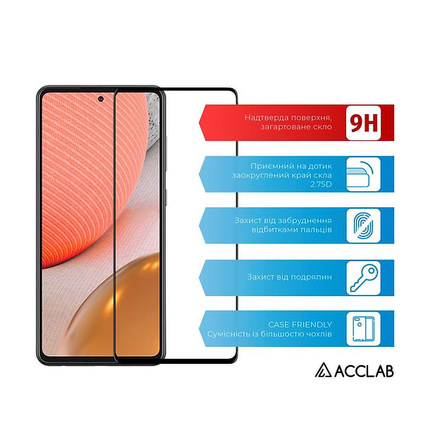 Фото - Захисне скло для смартфону ACCLAB Full Glue for Samsung Galaxy A72 SM-A725 Black (1283126510557)
