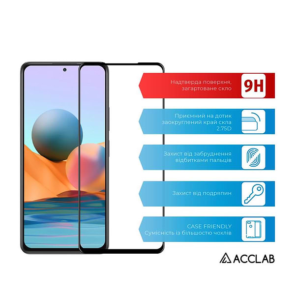 Фото - Защитное стекло для смартфона ACCLAB Full Glue for Xiaomi Redmi Note 10 Pro Black (1283126511240)