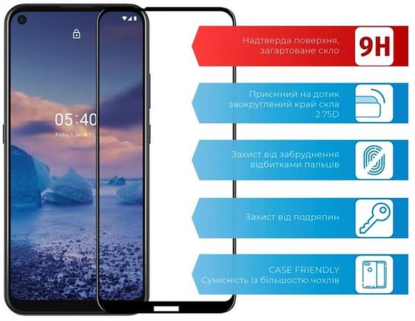 Фото - Захисне скло для смартфону ACCLAB Full Glue for Nokia 5.4 Black (1283126510809)
