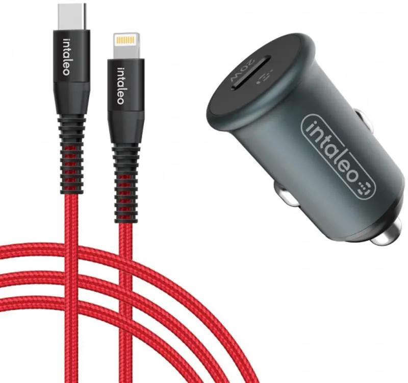Автомобільний зарядний пристрій Intaleo CCGQPD120L (USB, 3A) Grey + кабель Lightning (1283126509964) - Фото 1