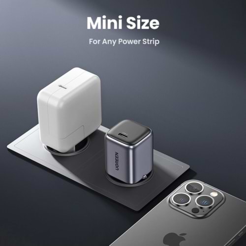 Фото - Сетевое зарядное устройство UGREEN CD318 Nexode Mini 20W PD GaN Tech Blac kPD3.0 (PD2.0) QC4.0+QC4.0/QC3.0/QC2.0 (90664)