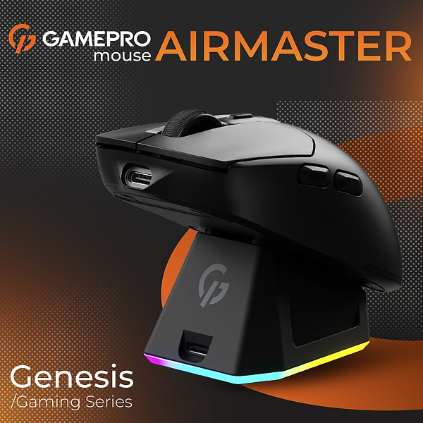 Фото - Мышь беспроводная игровая GamePro Genesis Airmaster Wireless/Bluetooth/USB PixArt PAW3311 Sensor Black (GM167B)