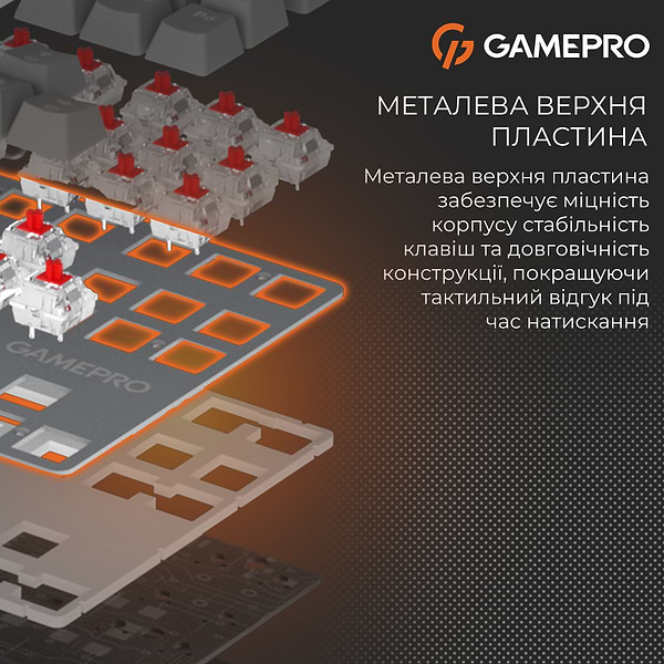 Фото - Клавиатура проводная GamePro Genesis Metallic Outemu Red Swithes USB Gray (MK110G)