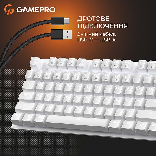 Фото - Клавиатура проводная GamePro Genesis Joker Outemu Red Swithes USB White (MK124W)