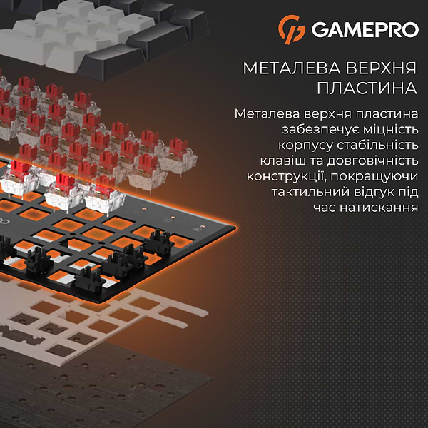 Фото - Клавіатура дротова ігрова GamePro Genesis Metallic Outemu Red Swithes USB Black (MK144B)