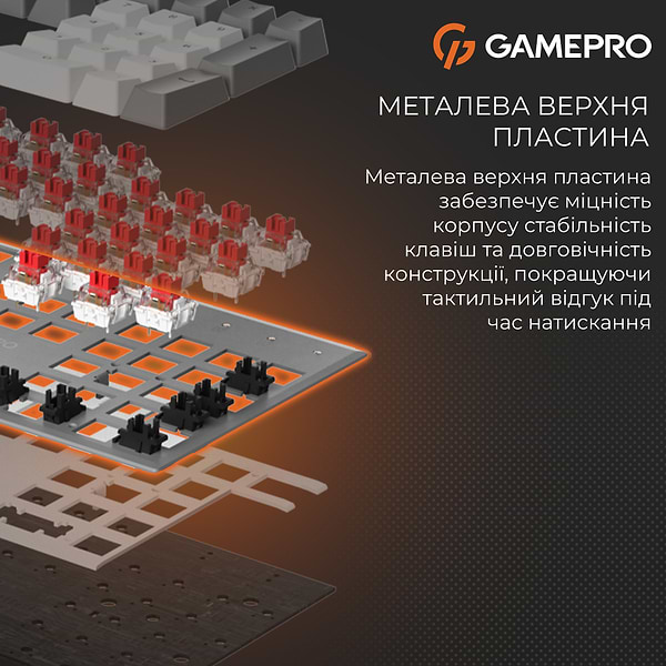 Фото - Клавіатура дротова ігрова GamePro Genesis Metallic Outemu Red Swithes USB Gray (MK144G)
