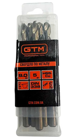 Сверло GTM 9,0 мм HSS-Co5 5 шт. (ECo-090K)