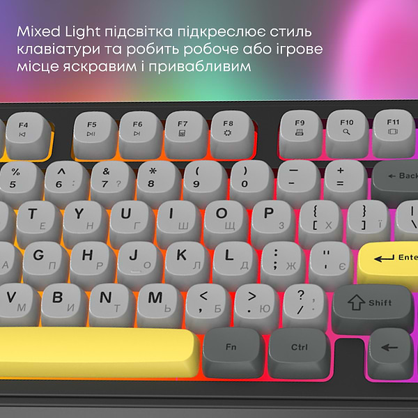 Фото - Клавиатура проводная игровая Ajazz AF98 Black Gray Yellow (AF98-BGY)