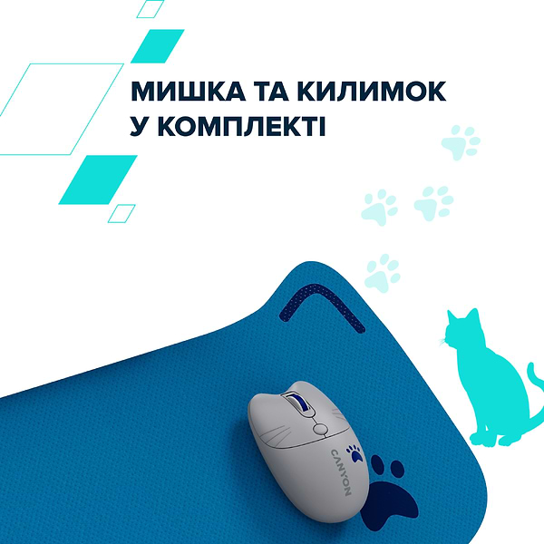 Фото - Клавиатура+мышь беспроводная Canyon HSET-W6 Kitty Edition Blue (CNS-HSETW6BL)