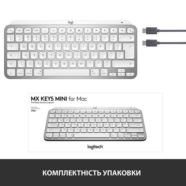 Фото - Клавиатура беспроводная Logitech MX Keys Mini For Mac Pale Grey (920-010526)
