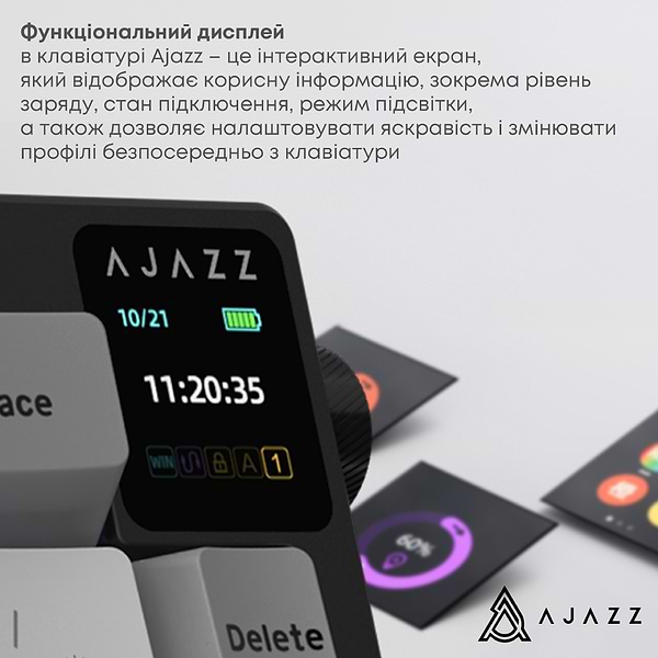 Фото - Клавіатура бездротова ігрова Ajazz AK650 Flying Fish Switch Black RGB With Screen (AK650-FF-BGY)