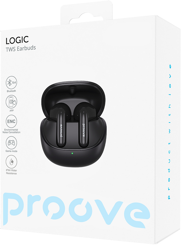 Фото - Наушники вкладыши беспроводные TWS Proove Logic TWS (APP) obsidian black (TWLG0001AP15)