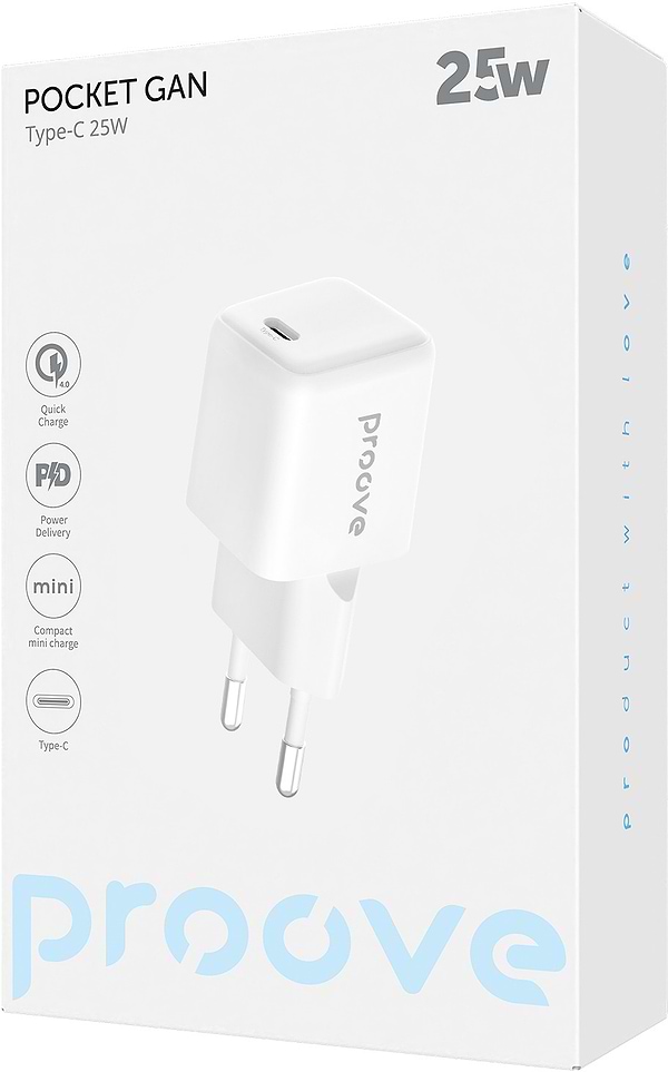 Фото - Сетевое зарядное устройство Proove Pocket GaN 25W (Type-C) white (WCPG25010202)