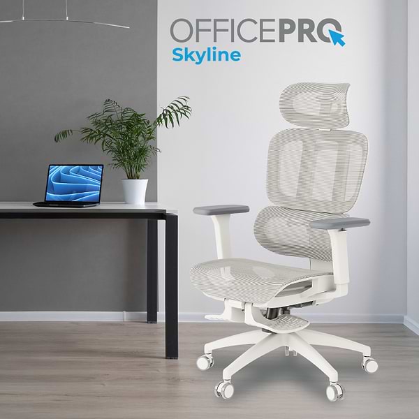 Фото - Кресло офисное OfficePro Skyline Footrest (OC750-W-LG-LG) White/Light Gray