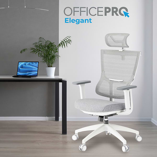 Фото - Крісло офісне OfficePro Elegant (OC600-W-LG-LG) White/Light Gray