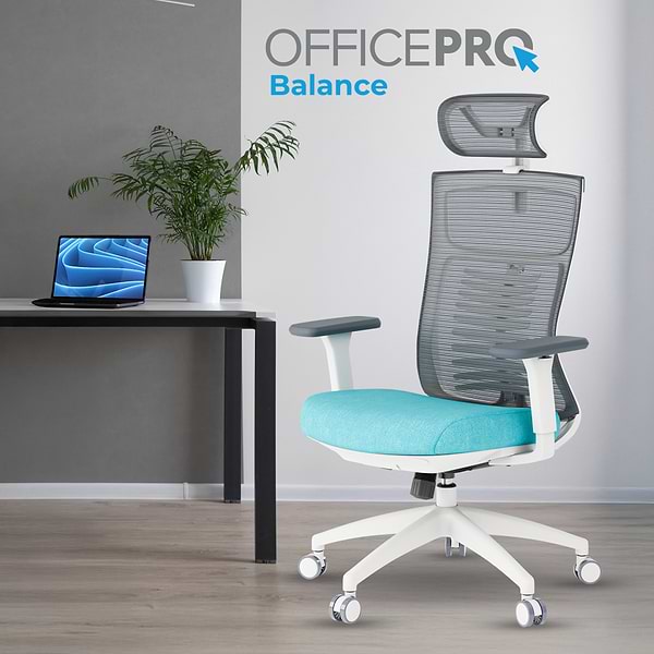 Фото - Крісло офісне OfficePro Balance (OC550-W-DG-BL) White/Dark Gray/Blue