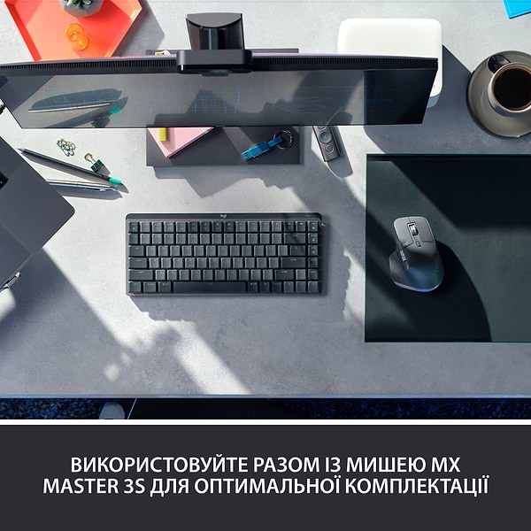 Фото - Клавіатура бездротова Logitech MX Mechanical Mini Illuminated BT Clicky Graphite UA (920-010782)